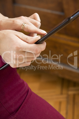 Standing Young Office Woman Writing on a Desk
