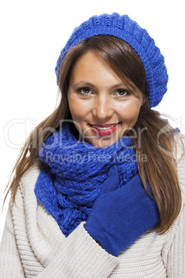 Close up Smiling Woman in Winter Outfit