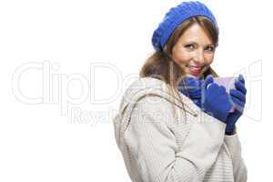 Close up Smiling Woman in Winter Outfit