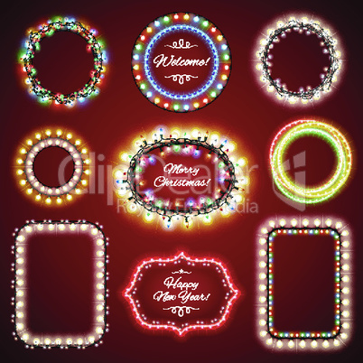 Christmas Lights Frames with a Copy Space Set1