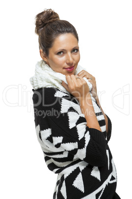 Attractive elegant woman in winter fashion