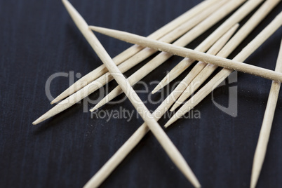 Pile of wooden toothpicks