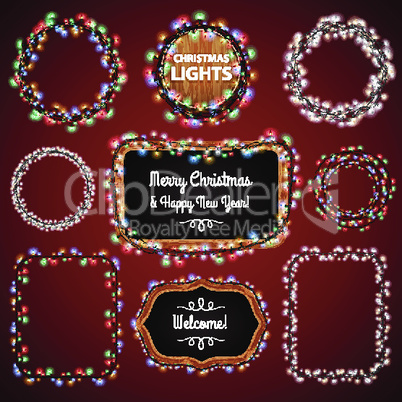 Christmas Lights Frames with a Copy Space Set4