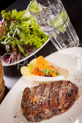 Grilled beef steak with seasoning