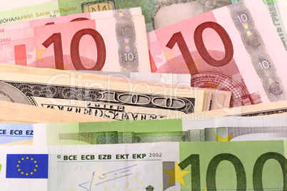 european and american money background