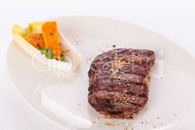 Grilled beef steak with seasoning