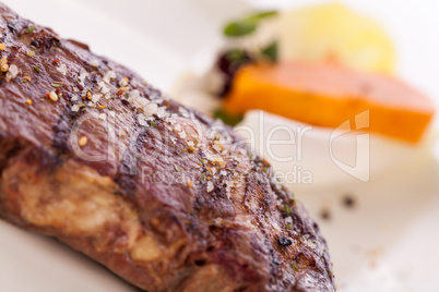 Grilled beef steak with seasoning