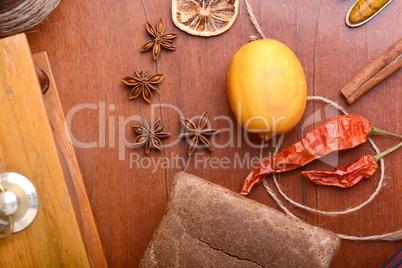 lemon and cinnamon, bread and red pepper