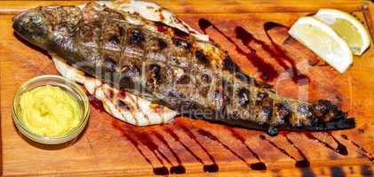 Grilled trout .