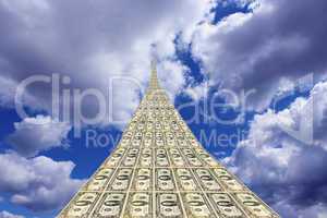 unusual dollar road going away to blue sky