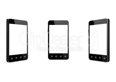 Modern mobile phones on the white background