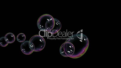 Beautiful Soap Bubbles flying on black background. HD 1080.