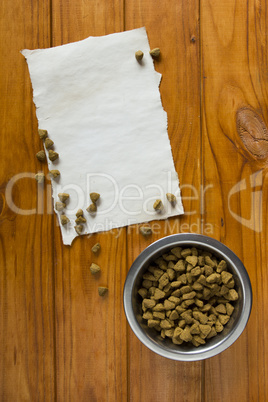 Food in metal bowl for your pet