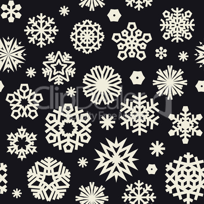 Christmas Seamless Black and White Pattern with a Snowflakes