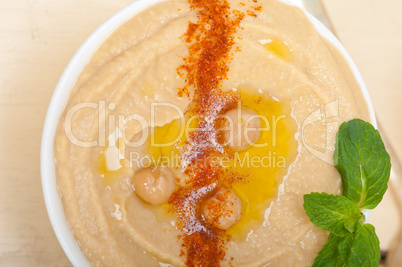 Hummus with mint on top