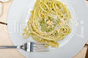 Italian traditional basil pesto pasta ingredients