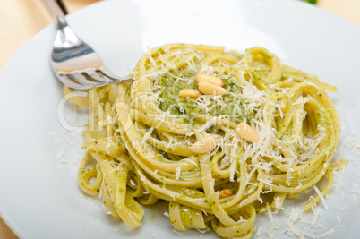 Italian traditional basil pesto pasta ingredients