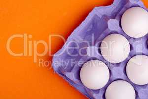 Chicken eggs in egg tray