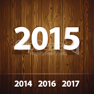 Simple 3D 2015  on Wooden Background