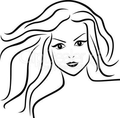 Abstract young woman with flowing hair