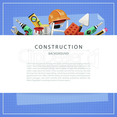 Blueprint Construction Background with Copy Space