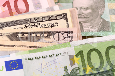 european and american money background