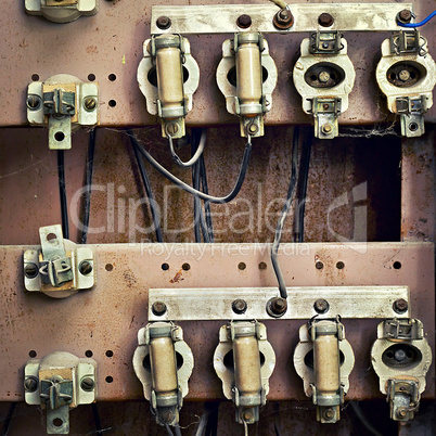 old switchboard with fuses