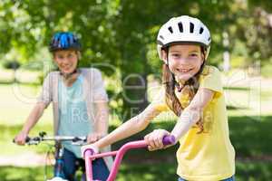 Mother and daughter on their bike