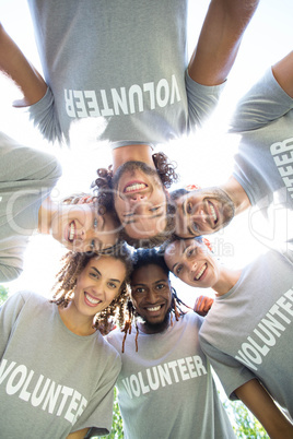 Happy volunteers in the park