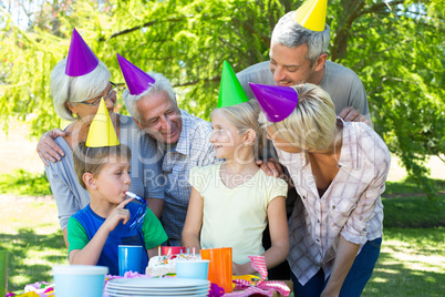 Happy family celebrating a birthday