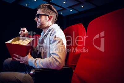 Young man watching a 3d film