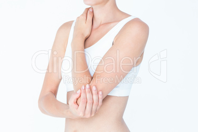 Woman suffering from elbow pain