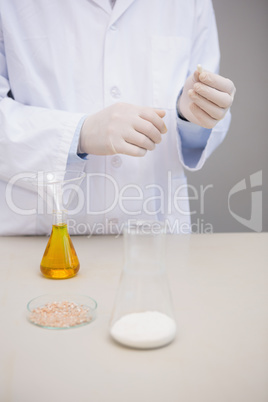 Scientist holding tablet