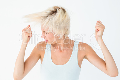 Angry woman shaking her head