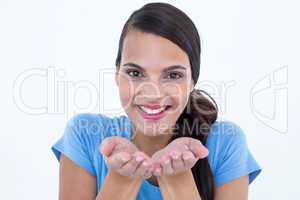 Happy woman presenting her hands