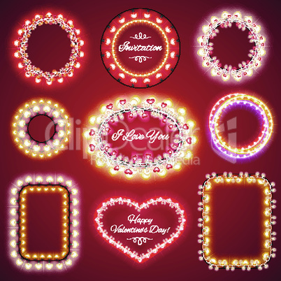 Valentines Lights Frames with a Copy Space Set1