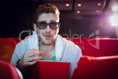 Young man watching a 3d film