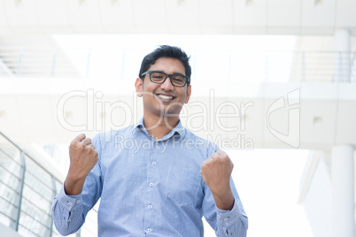 Man celebrating success