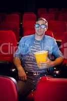 Young man watching a 3d film