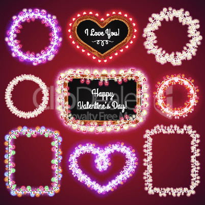 Valentines Lights Frames with a Copy Space Set4