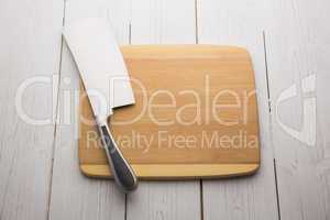 Chopping board with large knife