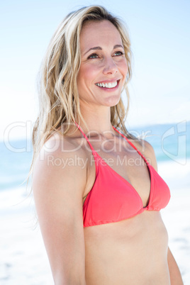 Smiling blonde in bikini