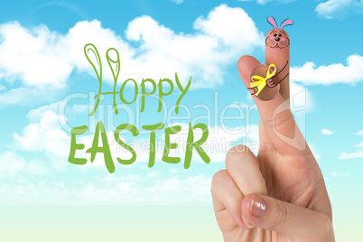 Composite image of fingers as easter bunny