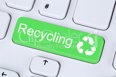Recycling Button für Umweltschutz auf Computer Tastatur