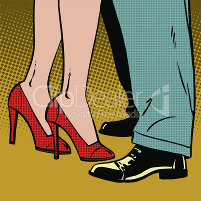 love man and woman dance hugs pop art comics retro style Halftone