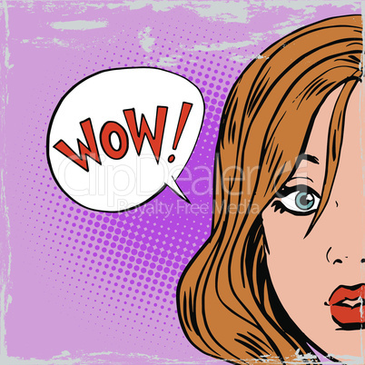 wow surprise girls pop art comics retro style Halftone old paper