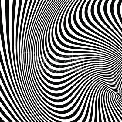 Pattern with optical illusion. Black and white background. Vector illustration.