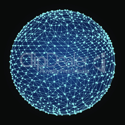 3d sphere. Global digital connections. Technology concept. Vector illustration.