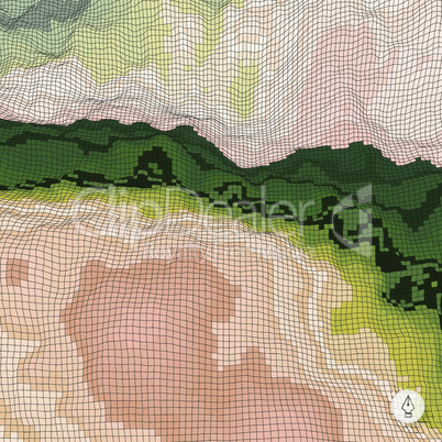Abstract landscape background. Mosaic. 3d technology vector illustration. Can be used for banner, flyer, book cover, poster, web banners.