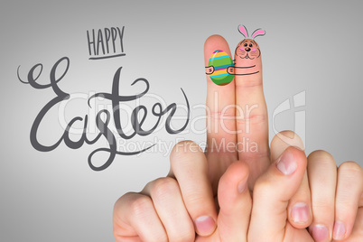 Composite image of fingers as easter bunny